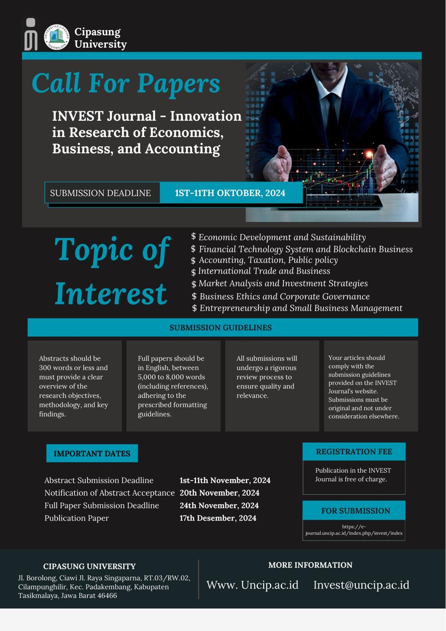 					View Vol. 1 No. 2 (2024): INVEST, November 2024
				